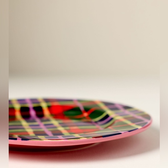 Anthropologie Tartan Stoneware Dessert Plates | Set of 2 | Green | NIB - Picture 4 of 6